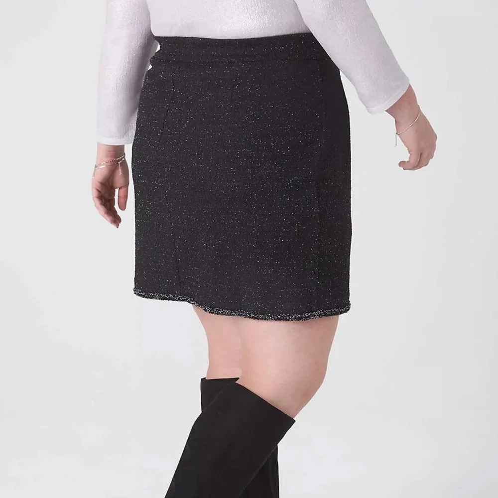 🖤New Lane Bryant Knit Tweed Metallic Thread Mini Skirt🖤 - Picture 2 of 8